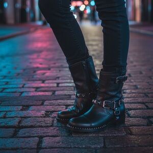 Miu Miu Black Ankle Boots with Silver Accents